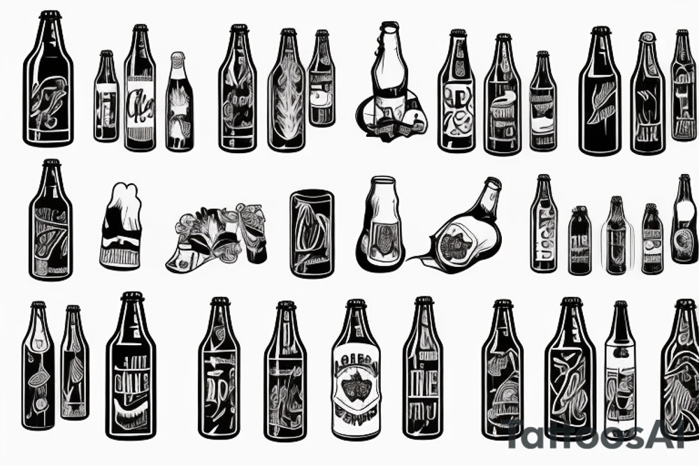 beer bottle simple tattoo idea