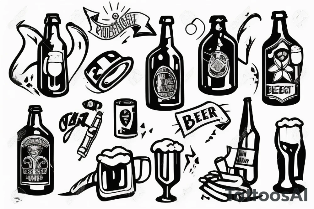 beer bottle simple tattoo idea