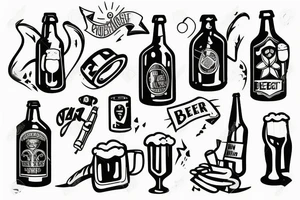 beer bottle simple tattoo idea