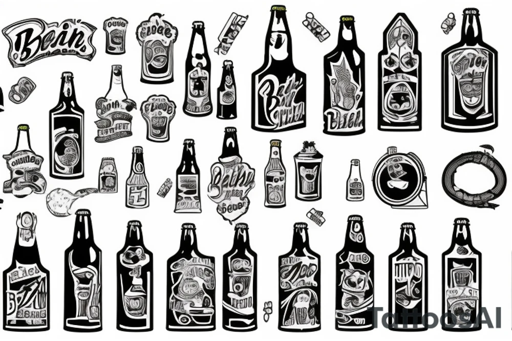beer bottle simple tattoo idea
