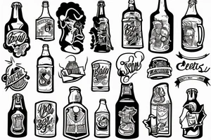 beer bottle white tattoo idea
