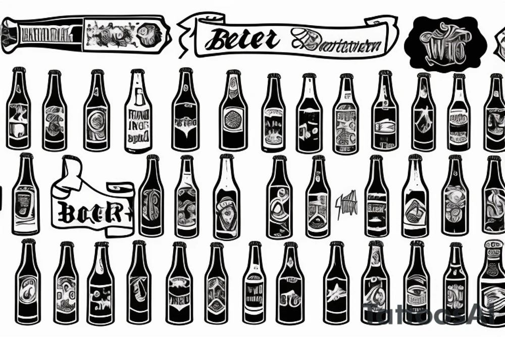 beer bottle white tattoo idea