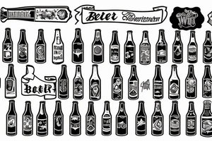 beer bottle white tattoo idea