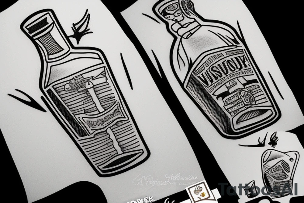 whiskey bottle tattoo idea