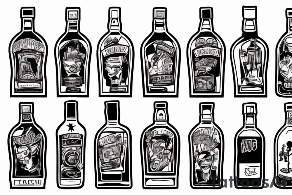 whiskey bottle tattoo idea
