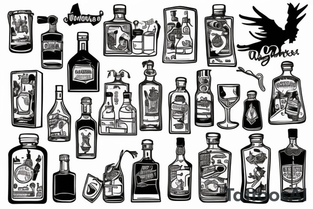 whiskey bottle tattoo idea