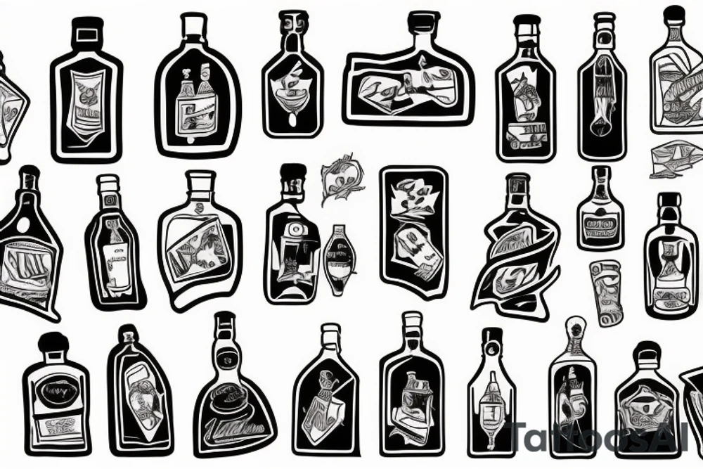 whiskey bottle tattoo idea