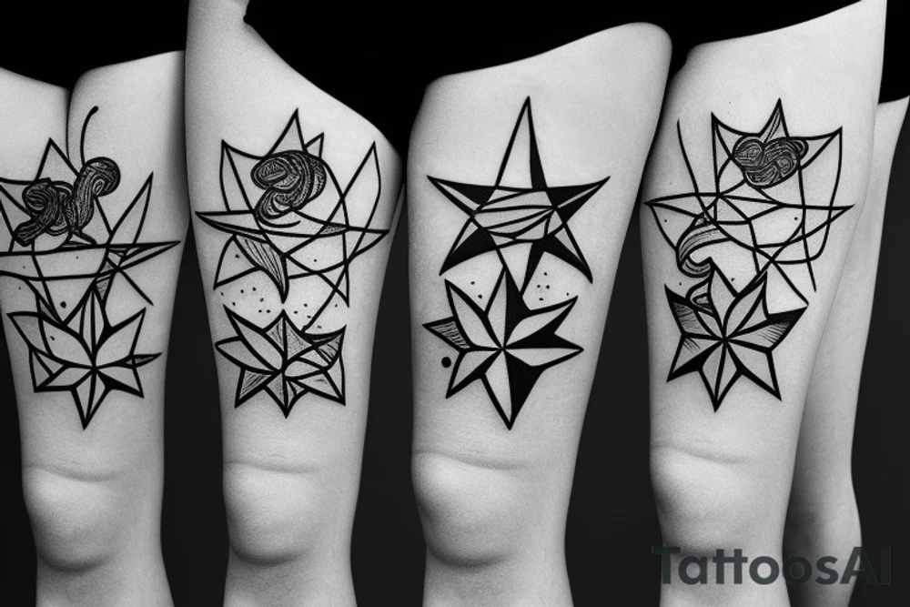 dark knee star tattoo idea