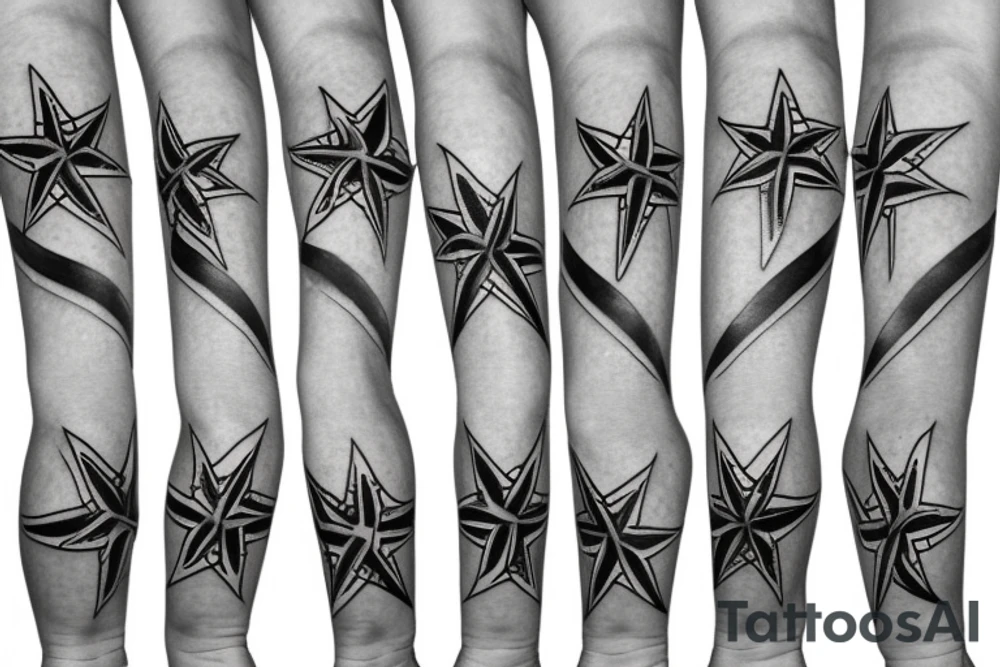 dark knee star tattoo idea