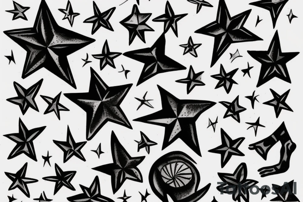 dark knee star tattoo idea