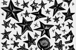 dark knee star tattoo idea