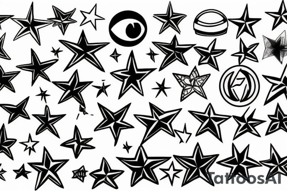 dark knee star tattoo idea