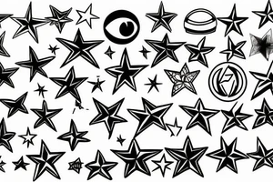 dark knee star tattoo idea