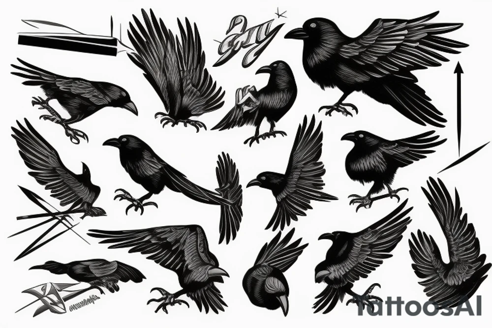 crow hit by an arrow falls tattoo idea