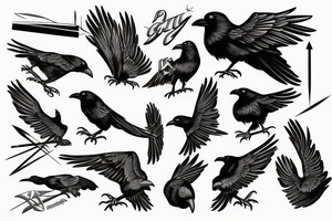 crow hit by an arrow falls tattoo idea