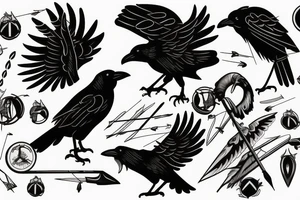 crow hit by an arrow falls tattoo idea