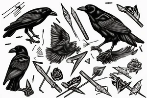 crow hit by an arrow falls tattoo idea