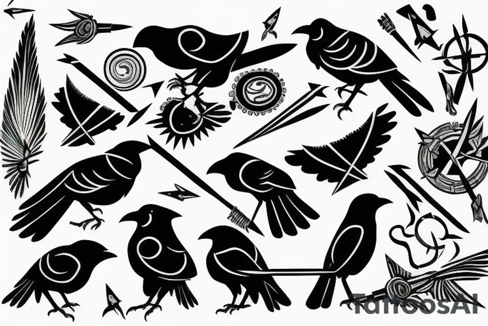 crow hit by an arrow falls tattoo idea