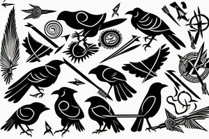 crow hit by an arrow falls tattoo idea