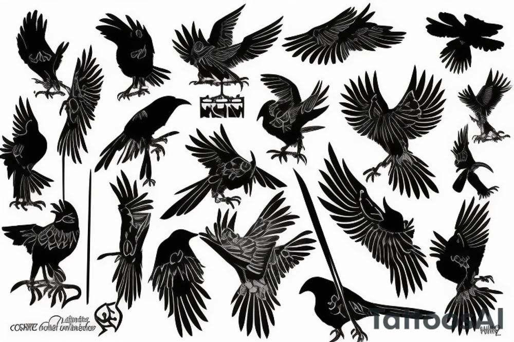 crow hit by an arrow falls tattoo idea