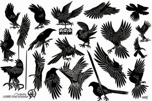 crow hit by an arrow falls tattoo idea