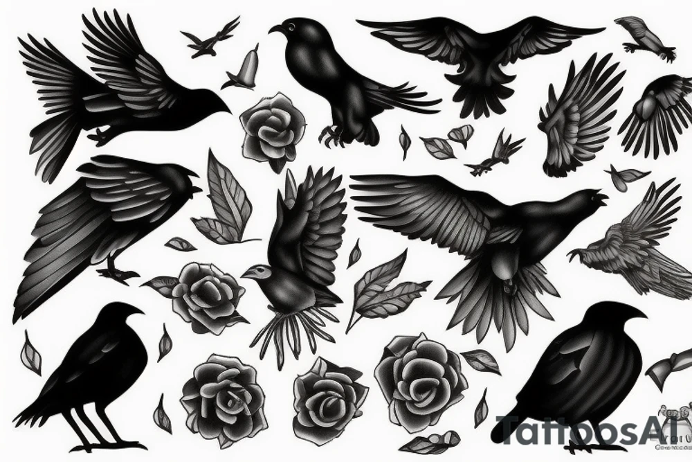 falling crow tattoo idea