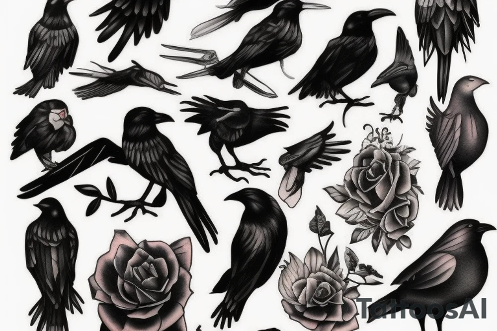falling crow tattoo idea