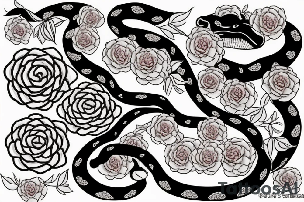 tiger, snake, flowers, peonies tattoo idea