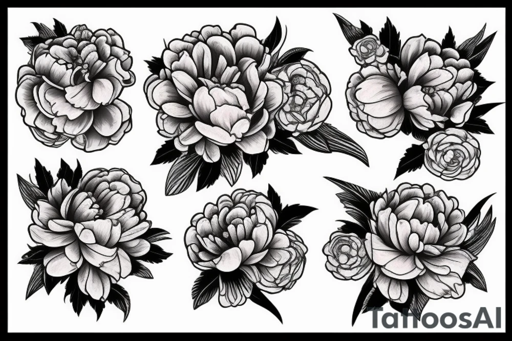 crown, peonies tattoo idea