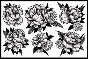 crown, peonies tattoo idea