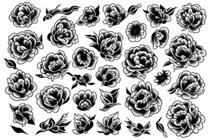 crown, peonies tattoo idea