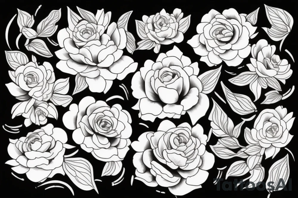 crown and peonieson background tattoo idea