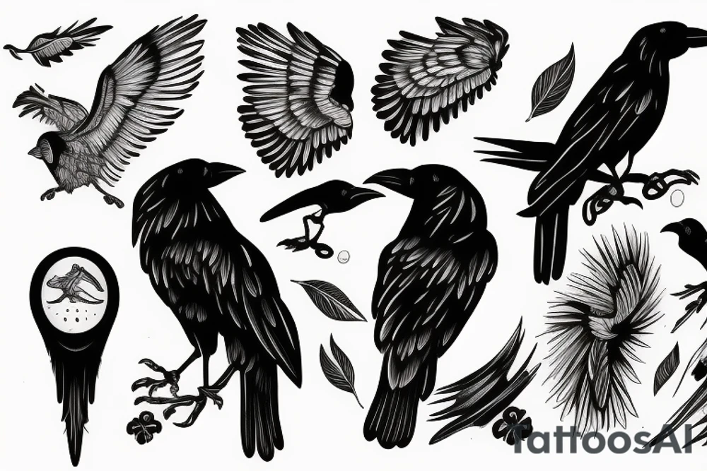 A crow is falling down tattoo idea