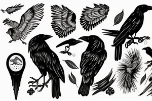 A crow is falling down tattoo idea