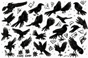 A crow is falling down tattoo idea