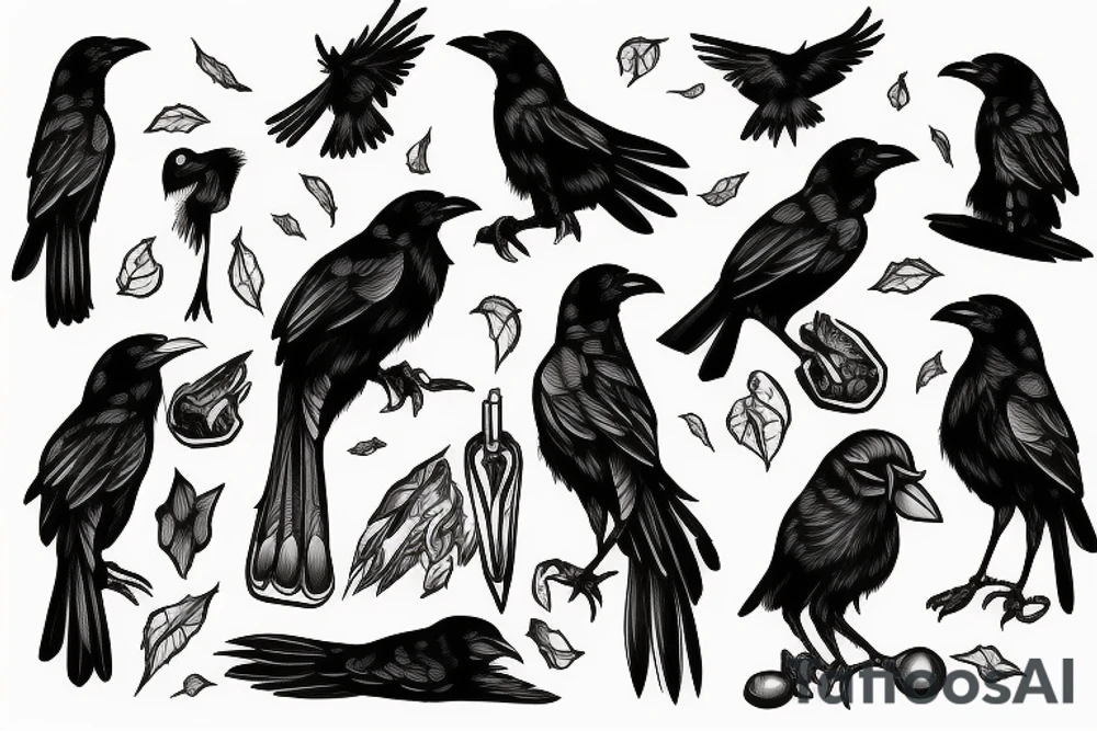 A crow is falling down tattoo idea