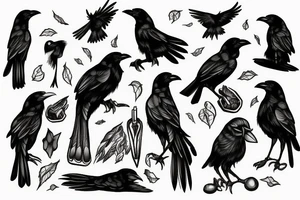 A crow is falling down tattoo idea