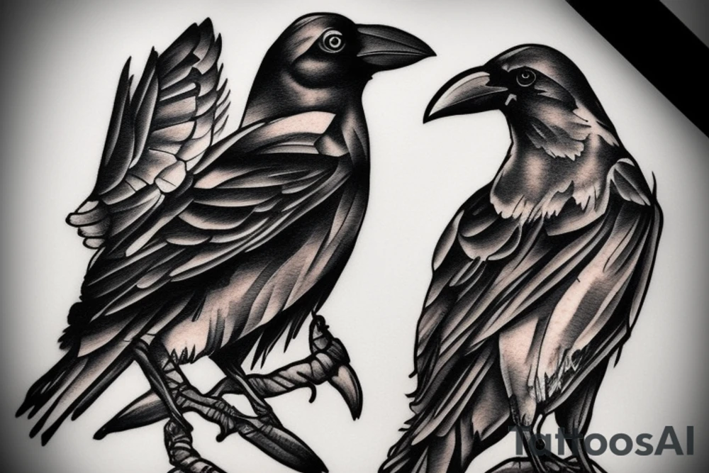A crow is falling down tattoo idea