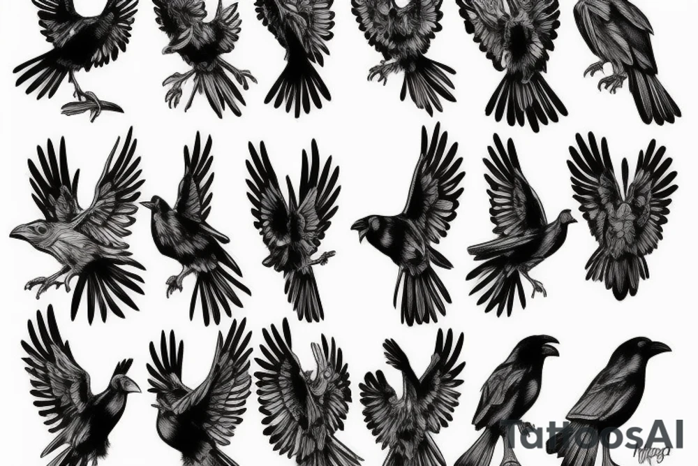 A crow is falling down tattoo idea