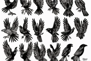 A crow is falling down tattoo idea
