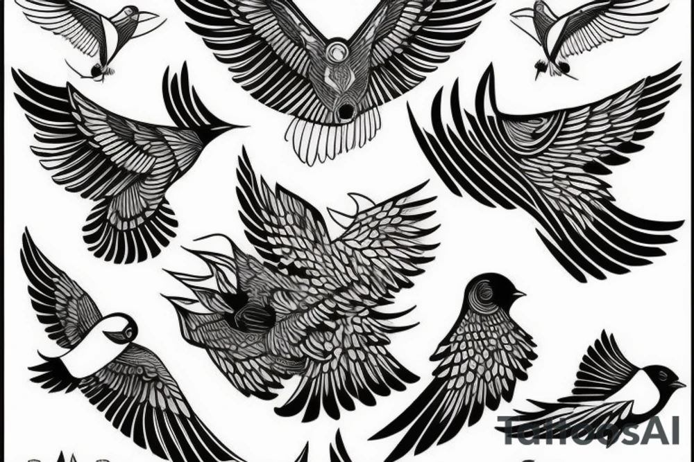 the art of flying birds tattoo idea