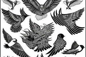 the art of flying birds tattoo idea