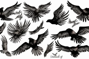 the art of flying birds, crow and tiger tattoo idea
