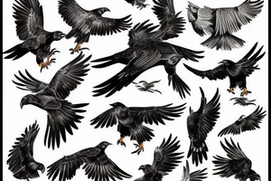 the art of flying birds, crow and tiger tattoo idea