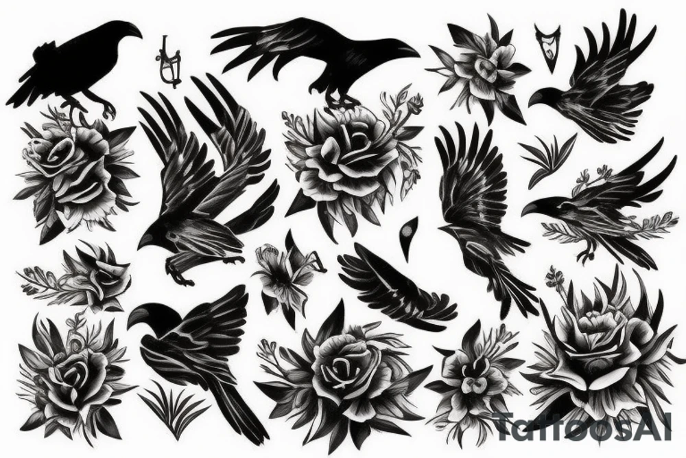 crow and tiger tattoo idea