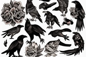 crow with tiger in one composition tattoo idea