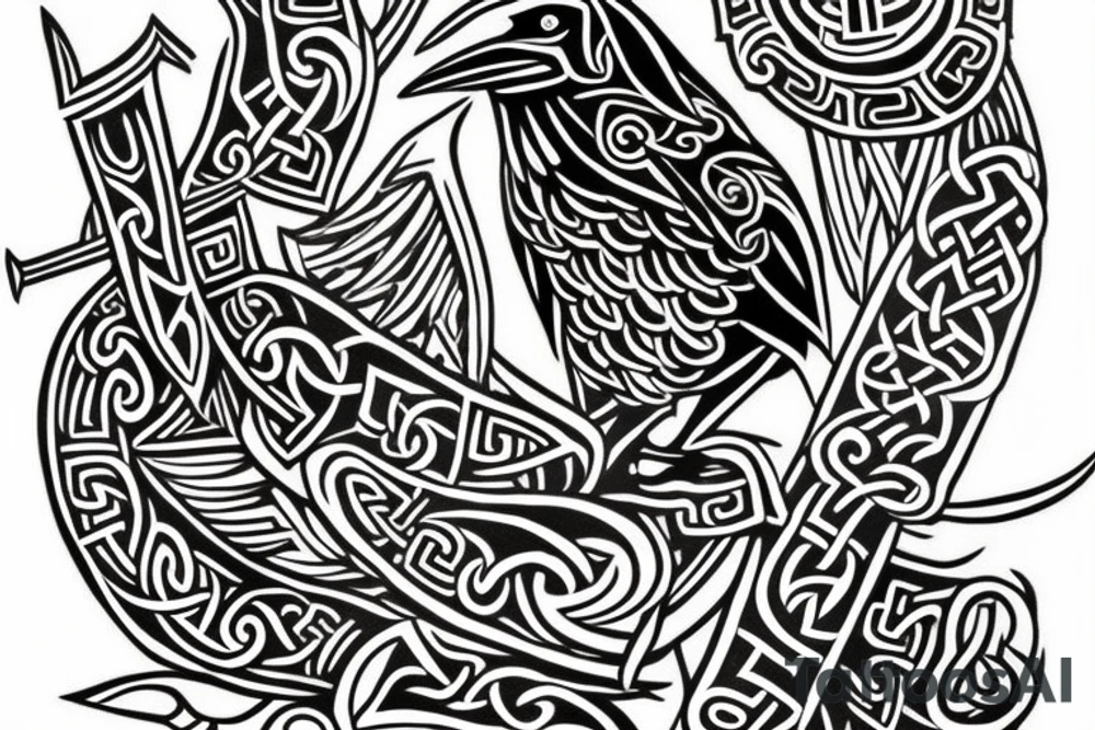 Viking raven means protection and strength, as well as wisdom and courage. This powerful protective tattoo is often depicted with Galdrastav, Sigils and other runic symbols. It reminds of the courage and experience needed to overcome life's difficulties. tattoo idea