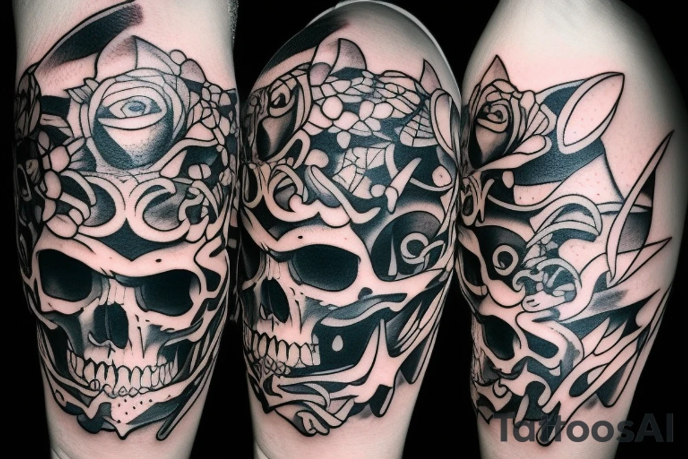 skull and rat tattoo idea