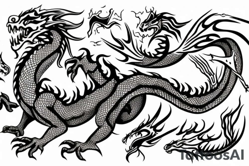 dragon with fire tattoo idea