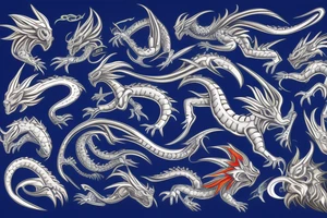 blue dragon with fire tattoo idea